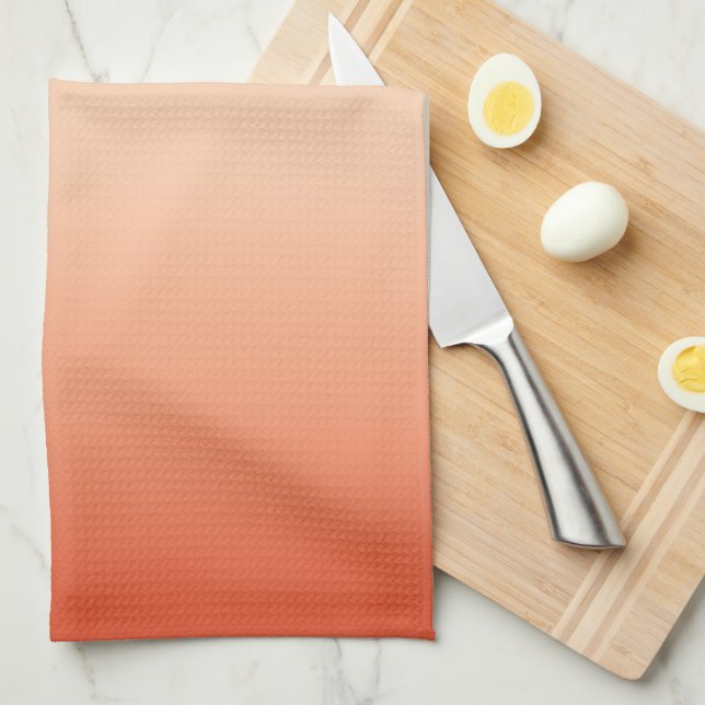Pretty Ombre Hot Summer Orange & Apricot Gradient Tea Towel (Quarter Fold)