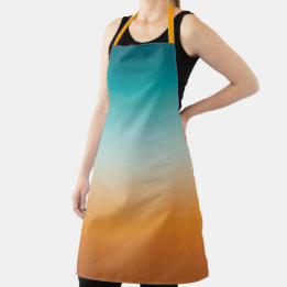 Pretty Ombre Sunny Orange & Teal Blue Gradient Apron