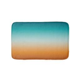 Pretty Ombre Sunny Orange & Teal Blue Gradient Bath Mat