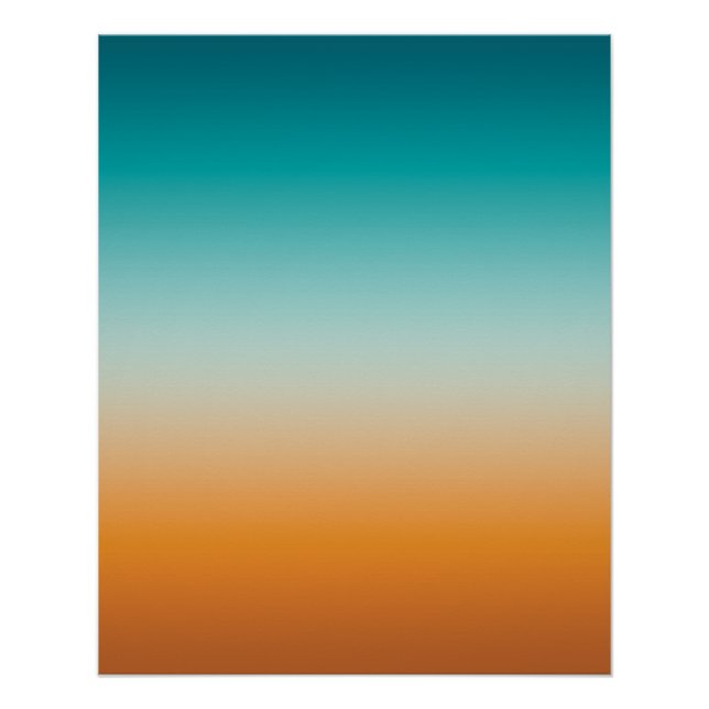Pretty Ombre Sunny Orange & Teal Blue Gradient  Poster (Front)