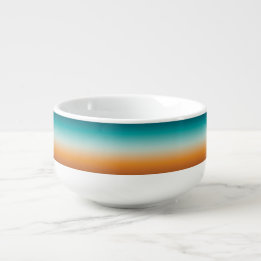 Pretty Ombre Sunny Orange & Teal Blue Gradient Soup Mug