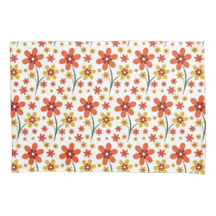 Pretty Orange And Yellow Floral Pattern Pillowcase