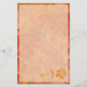 Pretty Orange Autumn Floral Stationery