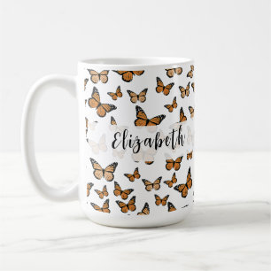 Pretty Orange Butterflies Custom Name  Coffee Mug