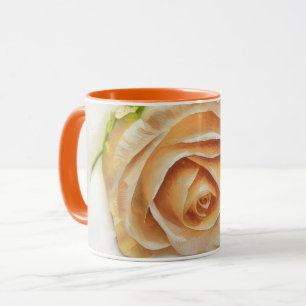 Pretty Orange Cream Rose Art Coffee Tea Mug