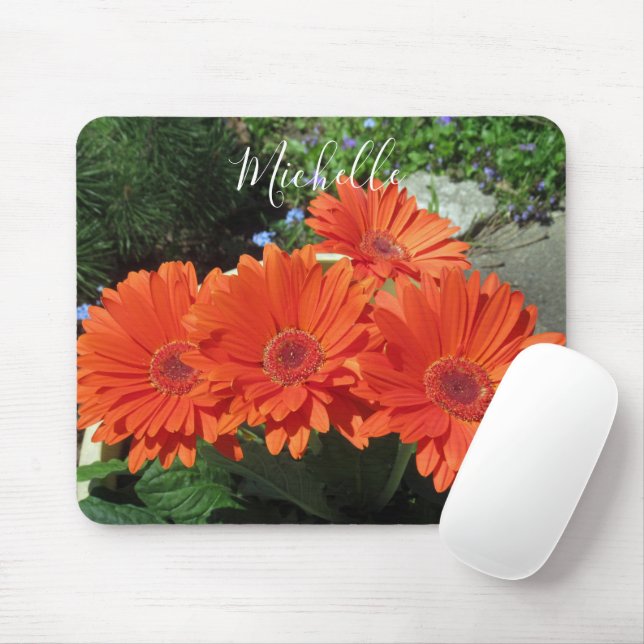 Pretty Orange Daisy Photography  Mouse Mat (With Mouse)