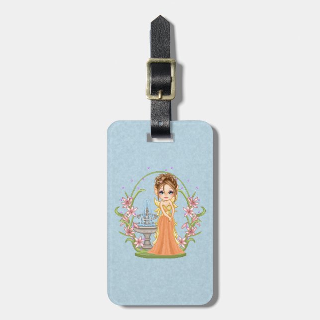Pretty Orange Faery Pixel Art Luggage Tag (Front Vertical)