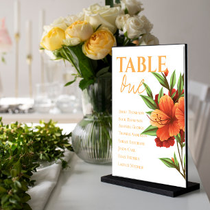 Pretty Orange Floral Elegant Wedding Table Seating