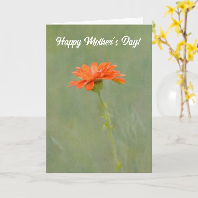 Pretty Orange Flower Art Mother's Day Card (Yellow Flower)