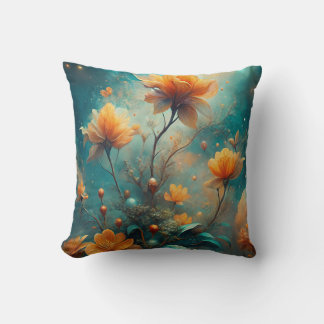 Pretty Orange Flowers Cushion