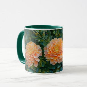 Pretty Orange Flowers Garden Art Mug Cup