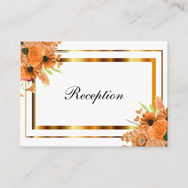 Pretty Orange Flowers on White Enclosure Card (Front)