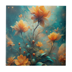 Pretty Orange Flowers  Tile