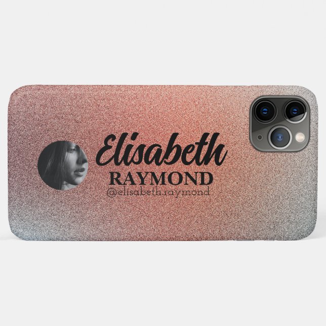 Pretty Orange Glitter Photo and Name  Case-Mate iPhone Case (Back (Horizontal))