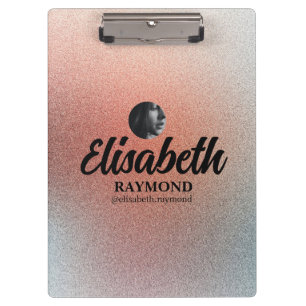 Pretty Orange Glitter Photo and Name  Clipboard