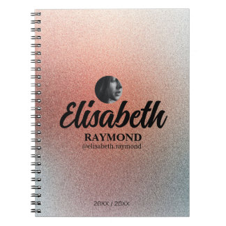 Pretty Orange Glitter Photo and Name  Notebook