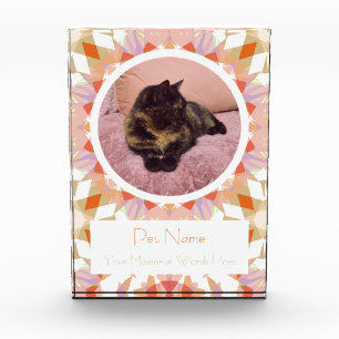 Pretty Orange Green Pet Cat Dog Memorial Keepsake Photo Block