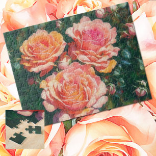 Pretty Orange Peach Rose Garden Puzzle