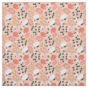 Pretty Orange Pink Floral Fabric
