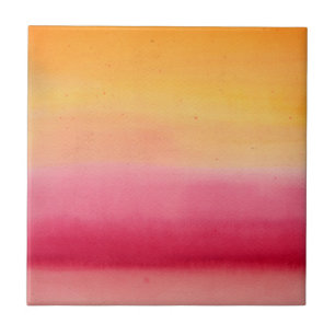 Pretty Orange Pink Watercolor Tile