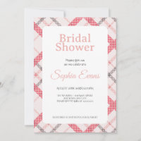 Pretty Orange Plaid Border White Bridal Shower