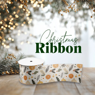 Pretty Orange Slices and Pine Christmas Satin Ribbon