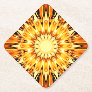 Pretty Orange Starburst Design Paper Coaster