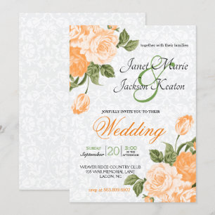 Pretty Orange Wedding Flowers Invitation