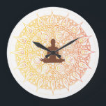 Pretty Orange/White Oriental yoga Design Large Clock<br><div class="desc">Looks great in every office/home. Makes a nice gift.</div>