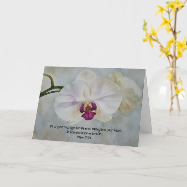 Pretty Orchid Flower Bible Verse Art Note Card (Yellow Flower)