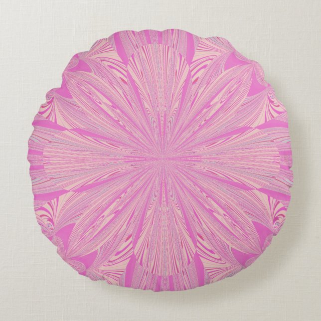 Pretty Orchid Purple Beautiful Abstract Flower Round Cushion (Front)