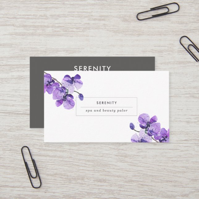 Pretty Orchids Feminine Business Card (Front/Back In Situ)