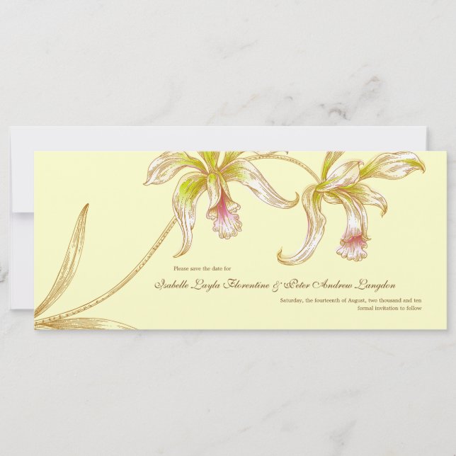 Pretty Orchids Save the Date Wedding Card (Front)