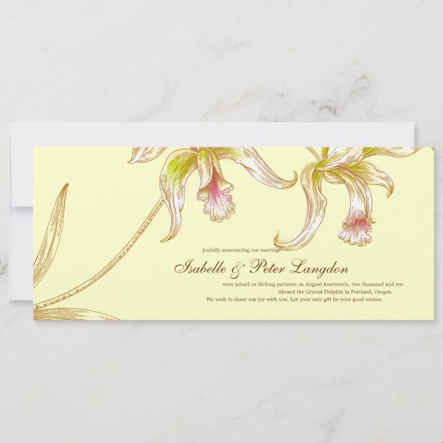 Pretty Orchids Wedding Announcement Card (Front)