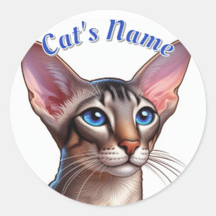 Pretty Oriental Shorthaired Cat • Add a Name Classic Round Sticker
