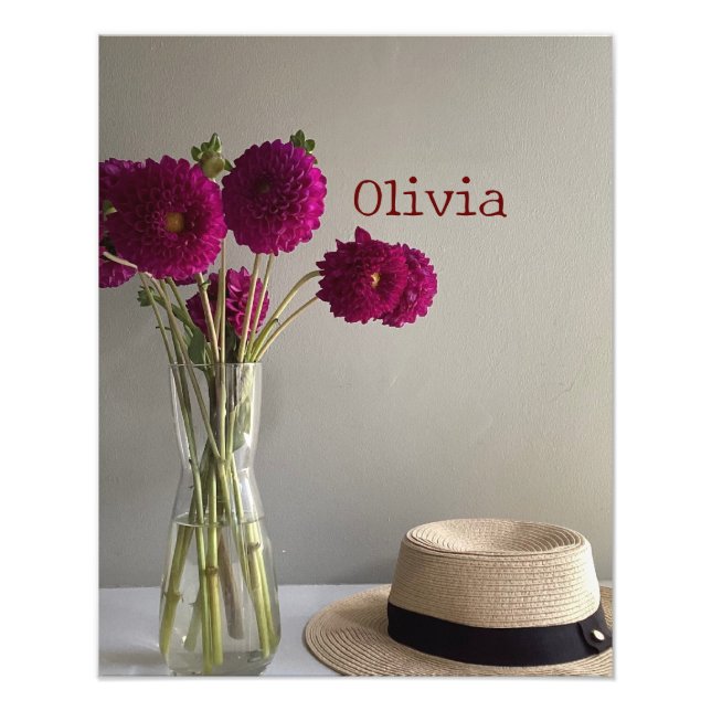 Pretty Original Dahlia Photograph +Custom Name (Front)