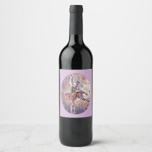 Pretty Original Textured Ballerina Art Purple Wine Label