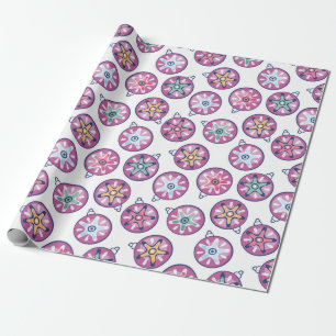 Pretty Ornaments In Purple And Blue Pattern Wrapping Paper