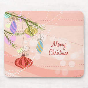 Pretty Ornaments Pink Christmas Mousepad