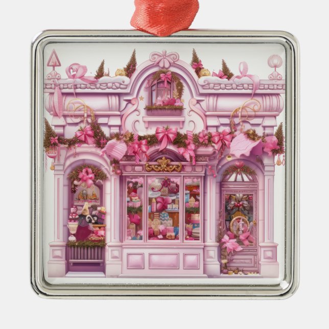 PRETTY ORNATE HOLIDAY CHRISTMAS STOREFRONT METAL TREE DECORATION (Front)