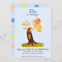 Pretty Otter Holding Party Balloons Invitation