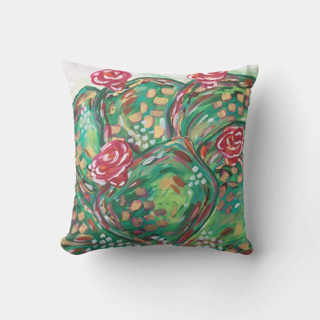 Pretty outdoor pillow/ cactus pillow/ southwest cushion (Front)