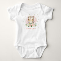 Pretty Owl Baby Girl Watercolor Blush Pink Floral