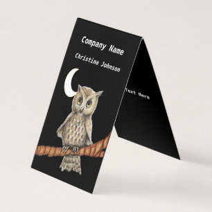 Pretty Owl Golden Eyes blue Necklace on Branch Business Card