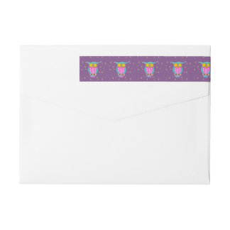 Pretty owl teacher purple wraparound labels