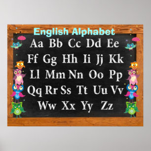 Pretty owls Alphabet Customisable Poster