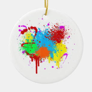 Pretty Paint Splatter Painting Abstract Art Paint Ceramic Tree Decoration
