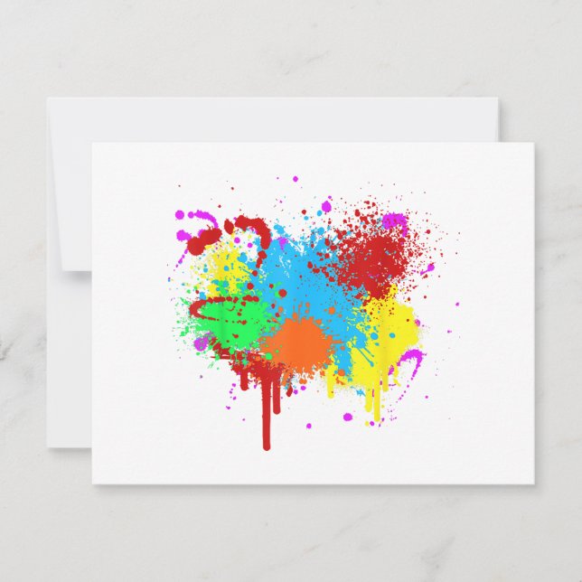 Pretty Paint Splatter Painting Abstract Art Paint  Holiday Card (Front)