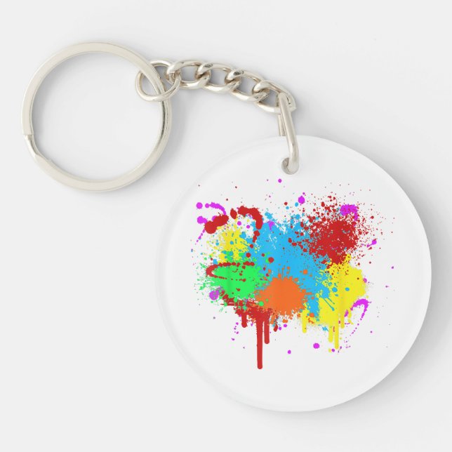 Pretty Paint Splatter Painting Abstract Art Paint  Key Ring (Front)