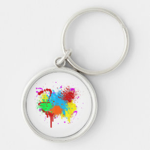 Pretty Paint Splatter Painting Abstract Art Paint Key Ring